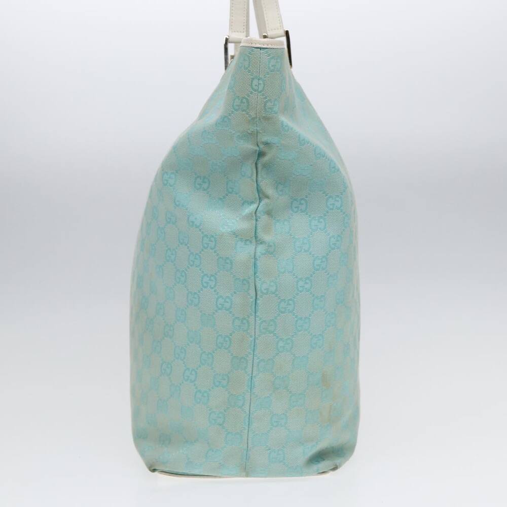 GUCCI GG Canvas Tote Bag Light Blue White Gold 002 002 - Picture 5 of 16